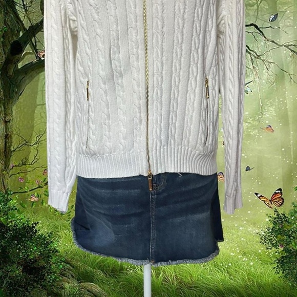 Ralph Lauren Double RL White Cable Knit Cardigan - Picture 8 of 8